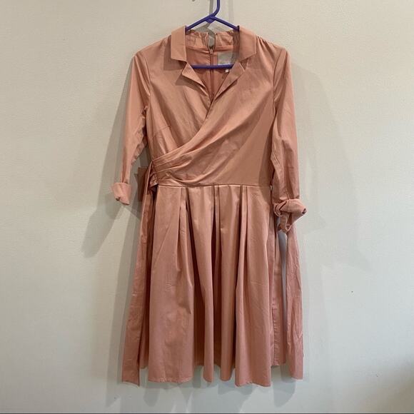 Gal Meets Glam Wedding Guest Elisabetta Dress in Pink Shirt Dress Size 2 - Picture 3 of 10